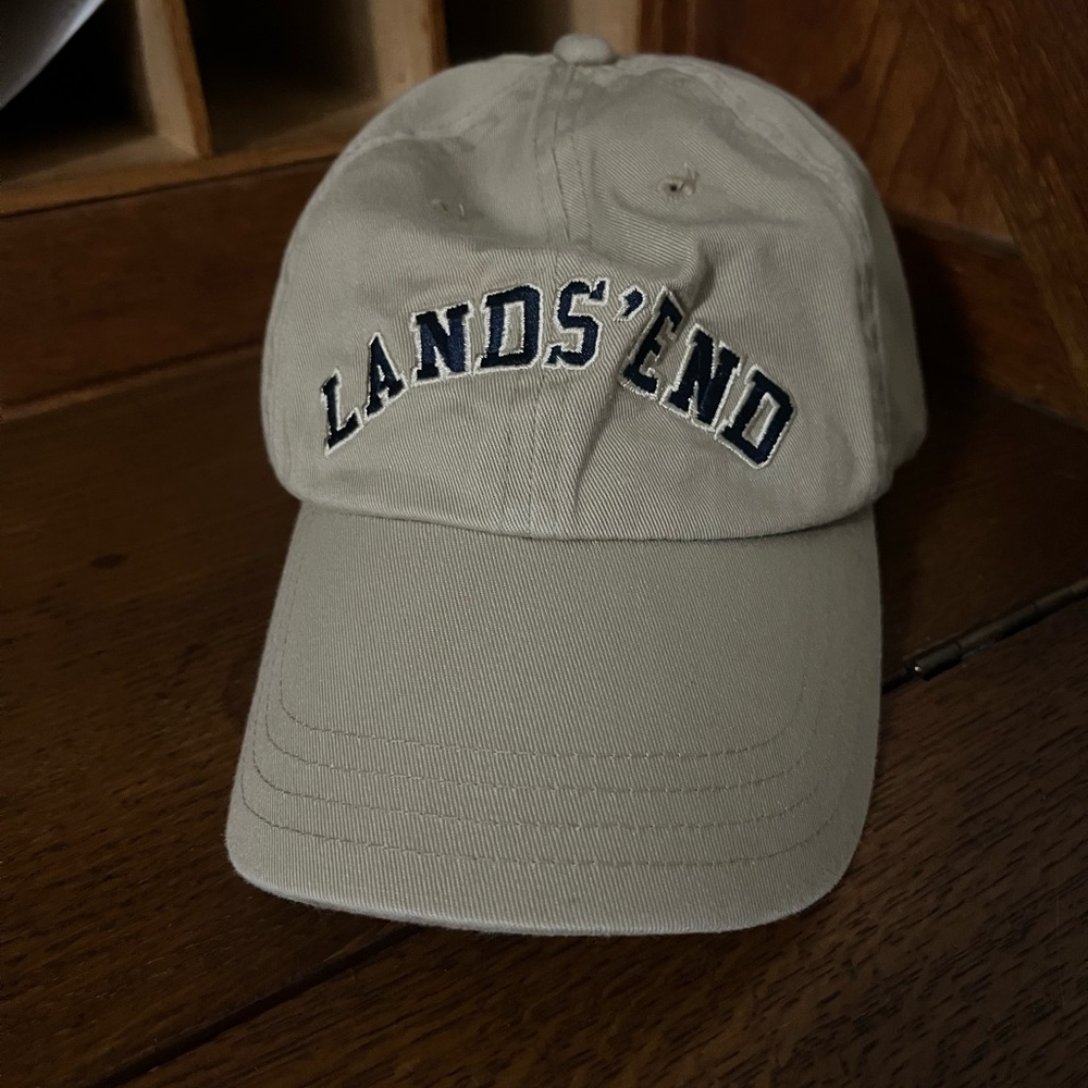Lands' End Khaki Cap with Navy Logo